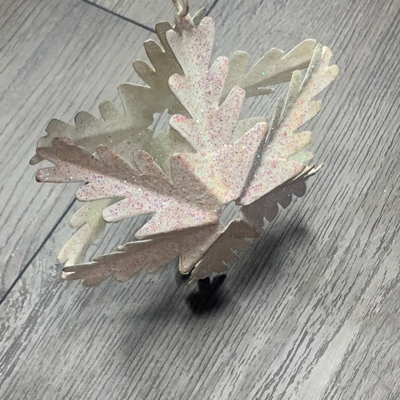 White snowflake Ornament, pink purple glitter shine sparkle, holiday decorations - Picture 8 of 15